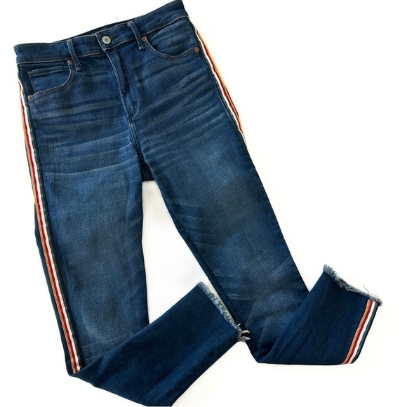Abercrombie & Fitch Simone High Rise Ankle Skinny Jeans Striped Womens 27 4 - Picture 2 of 4